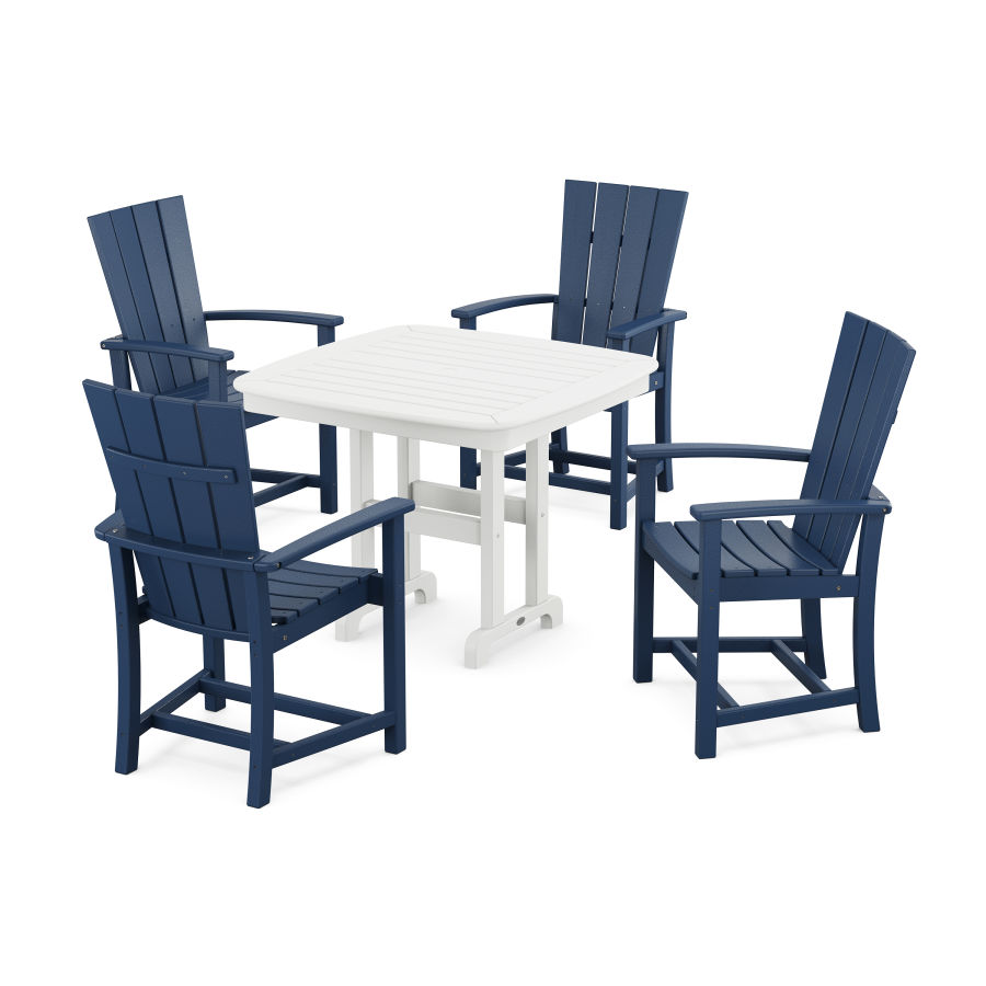 POLYWOOD Quattro 5-Piece Dining Set in Navy / White