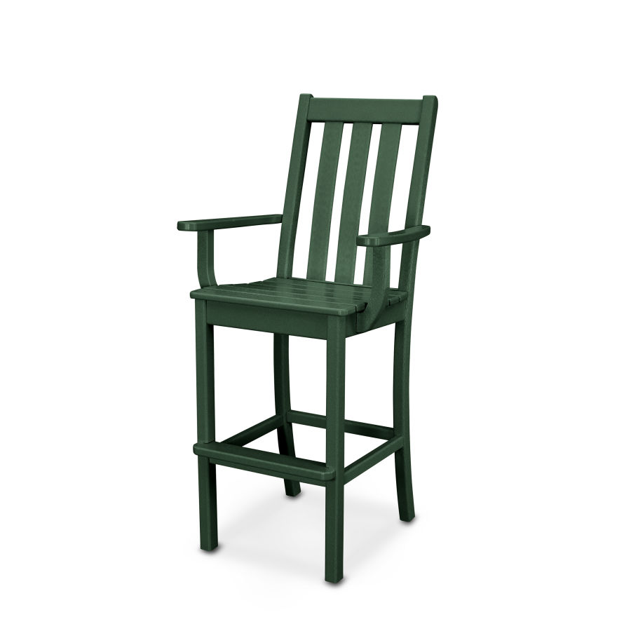 POLYWOOD Vineyard Bar Arm Chair in Green