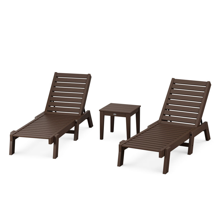 POLYWOOD Captain Chaise 3-Piece Set in Mahogany