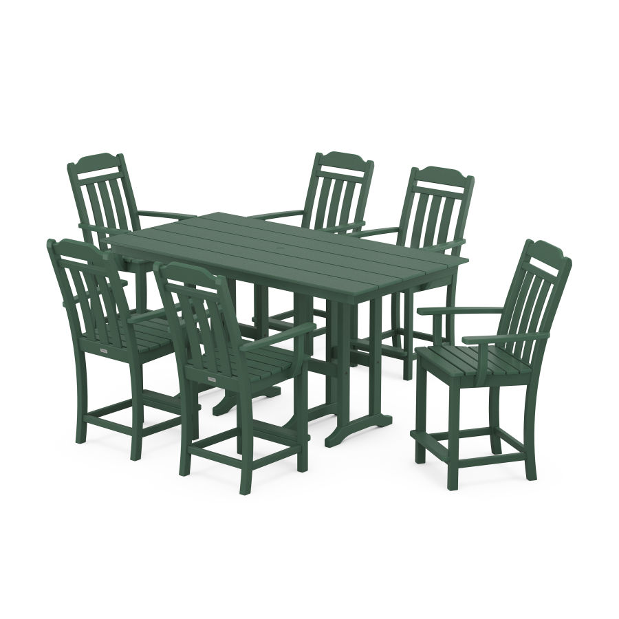 POLYWOOD Country Living Arm Chair 7-Piece Farmhouse Counter Set in Green