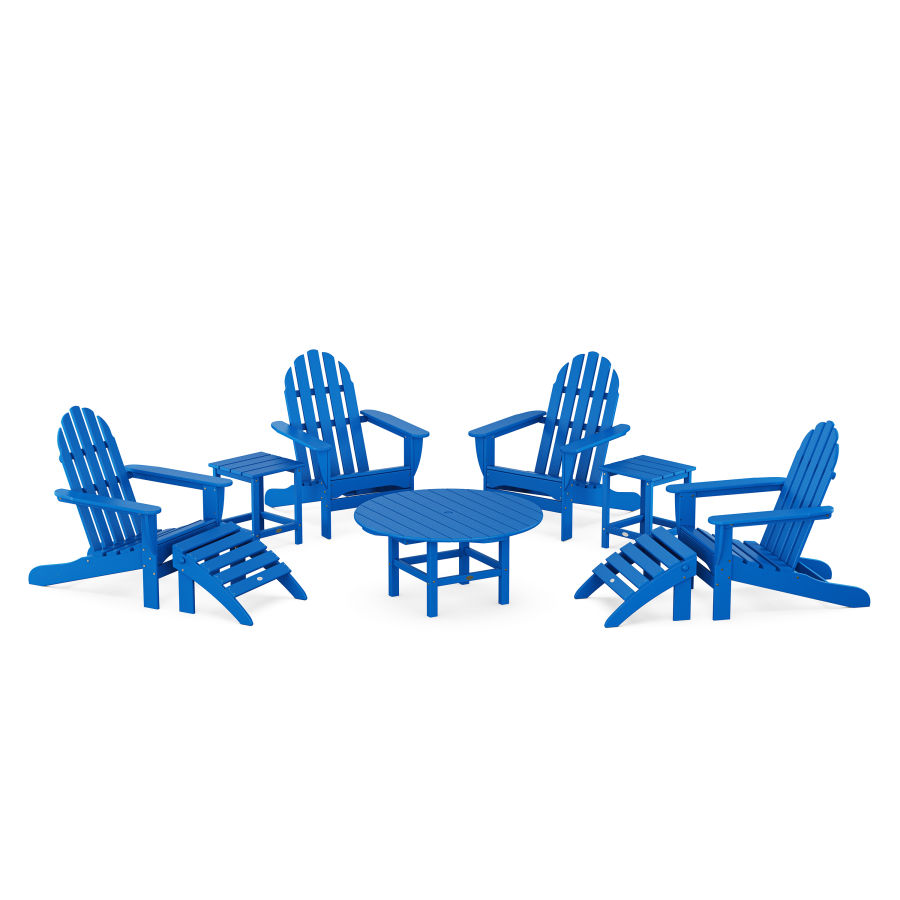POLYWOOD Classic Adirondack Chair 9-Piece Conversation Set in Pacific Blue