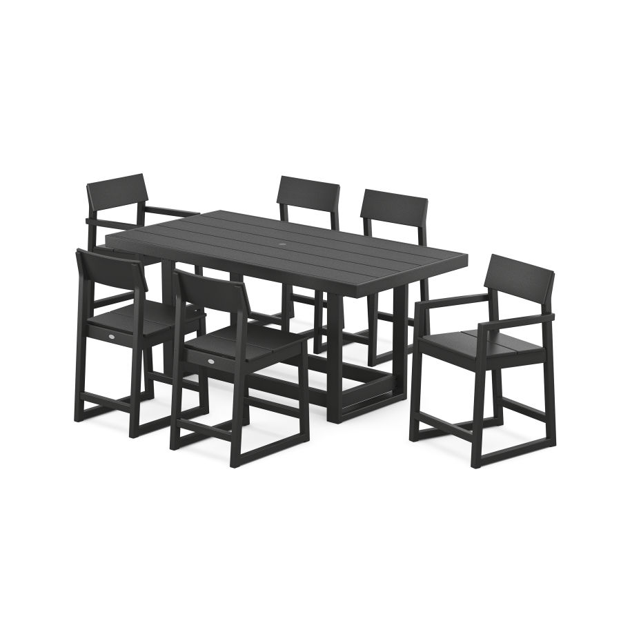 POLYWOOD EDGE 7-Piece Counter Table Set in Black