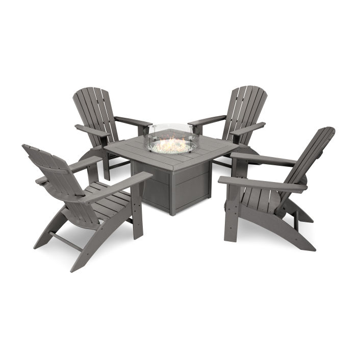 Polywood Nautical Curveback Adirondack 5 Piece Conversation Set With Fire Table Pws409 1 Polywood Official Store