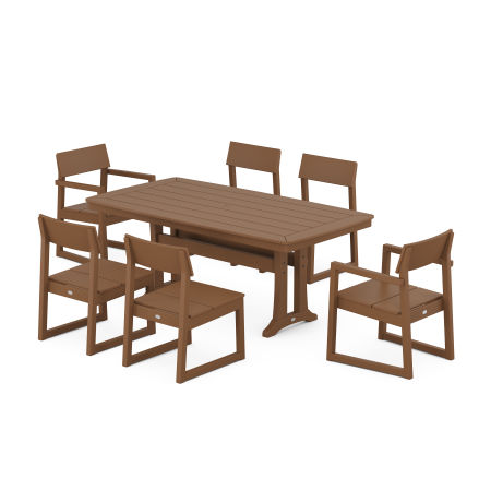 POLYWOOD EDGE 7-Piece Dining Set with Trestle Legs in Teak