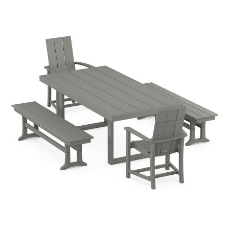 POLYWOOD Modern Adirondack 5-Piece Dining Set with Benches