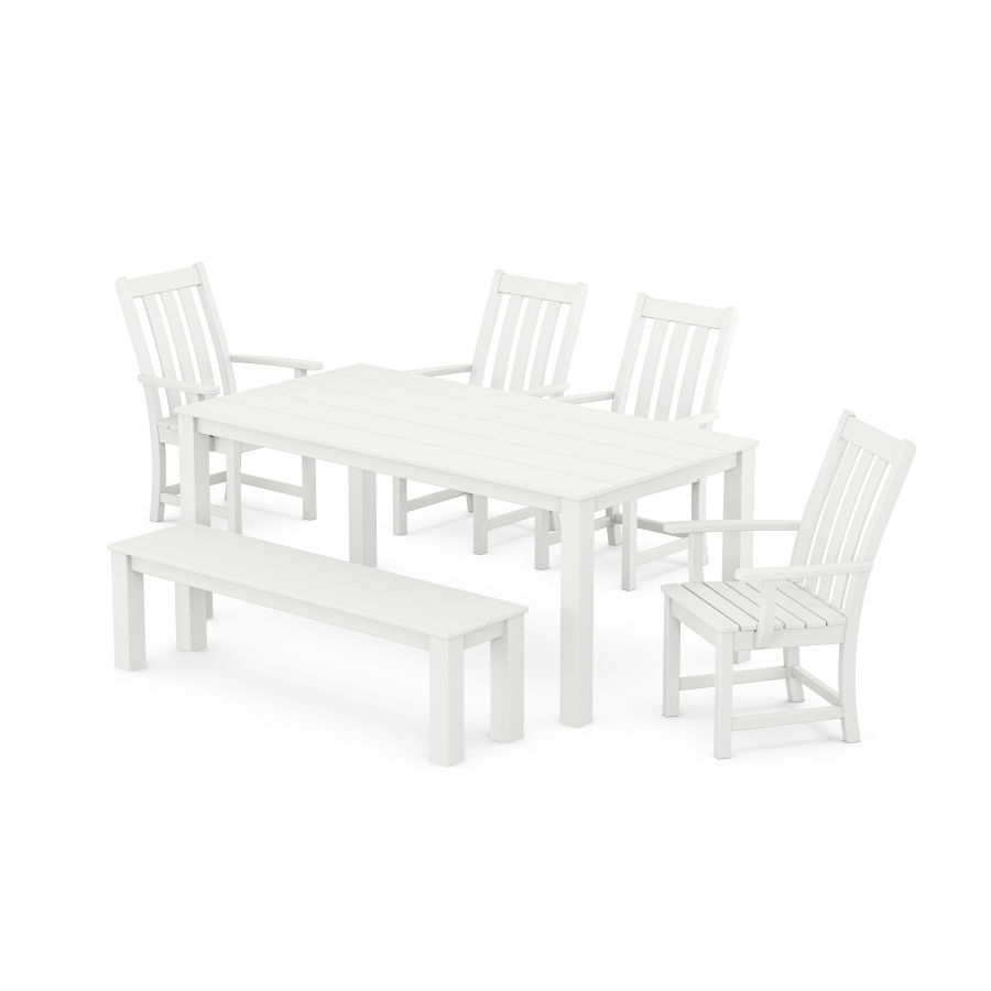 POLYWOOD Vineyard 6-Piece Parsons Dining Set with Bench in White