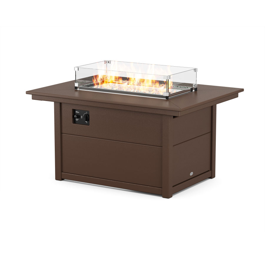 POLYWOOD Rectangle 34" X 46" Fire Pit Table in Mahogany