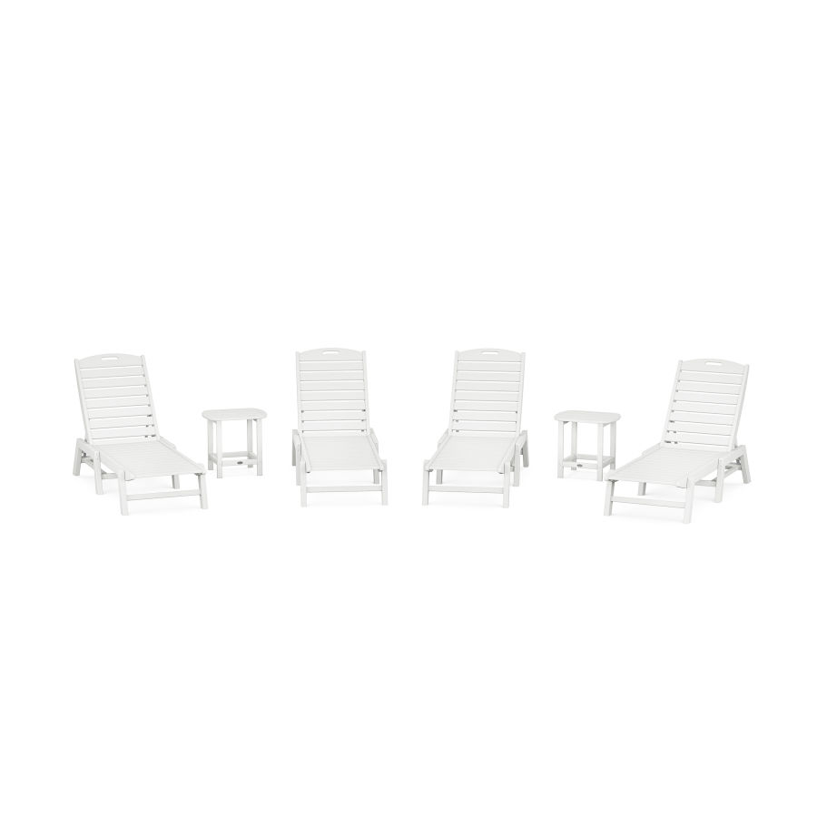 POLYWOOD Nautical Chaise 6-Piece Set in White