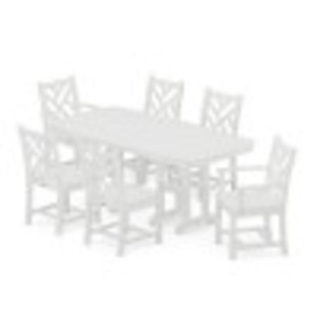 POLYWOOD Chippendale 7-Piece Dining Set in White