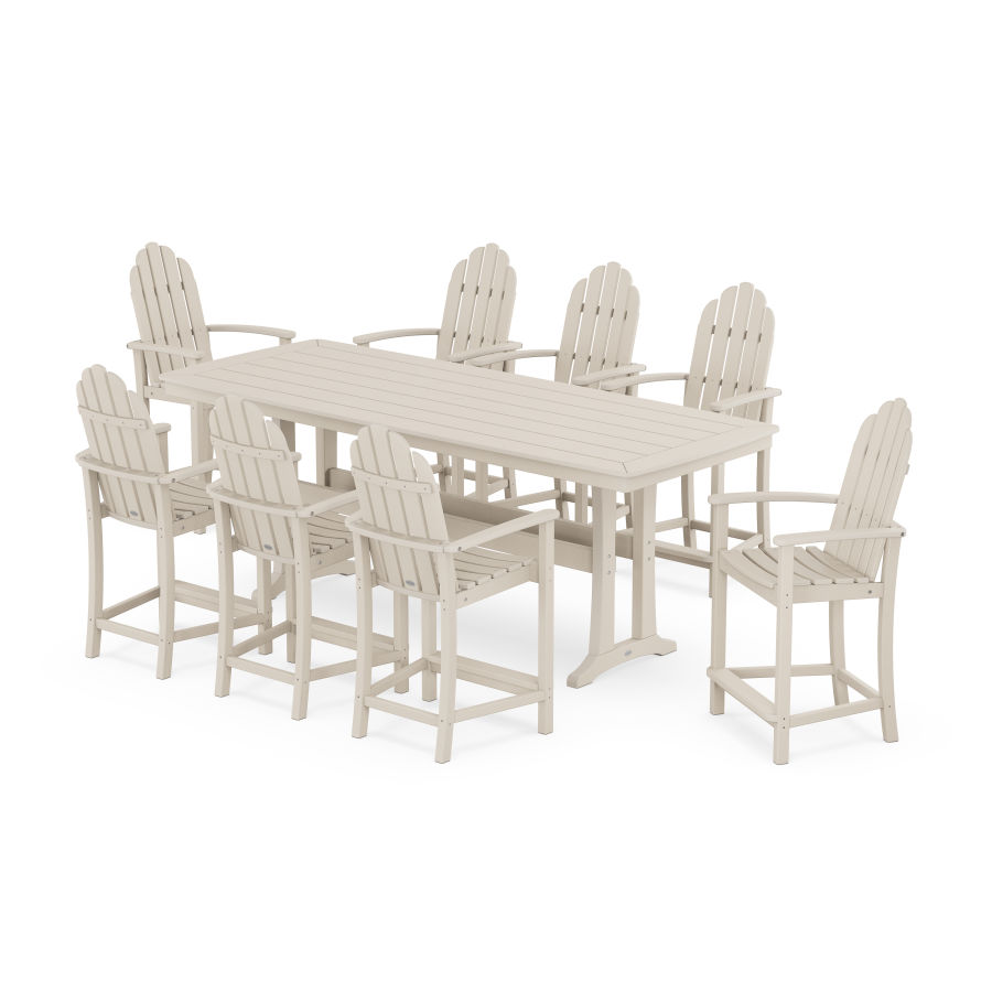 POLYWOOD Classic Adirondack 9-Piece Counter Set with Trestle Legs in Sand