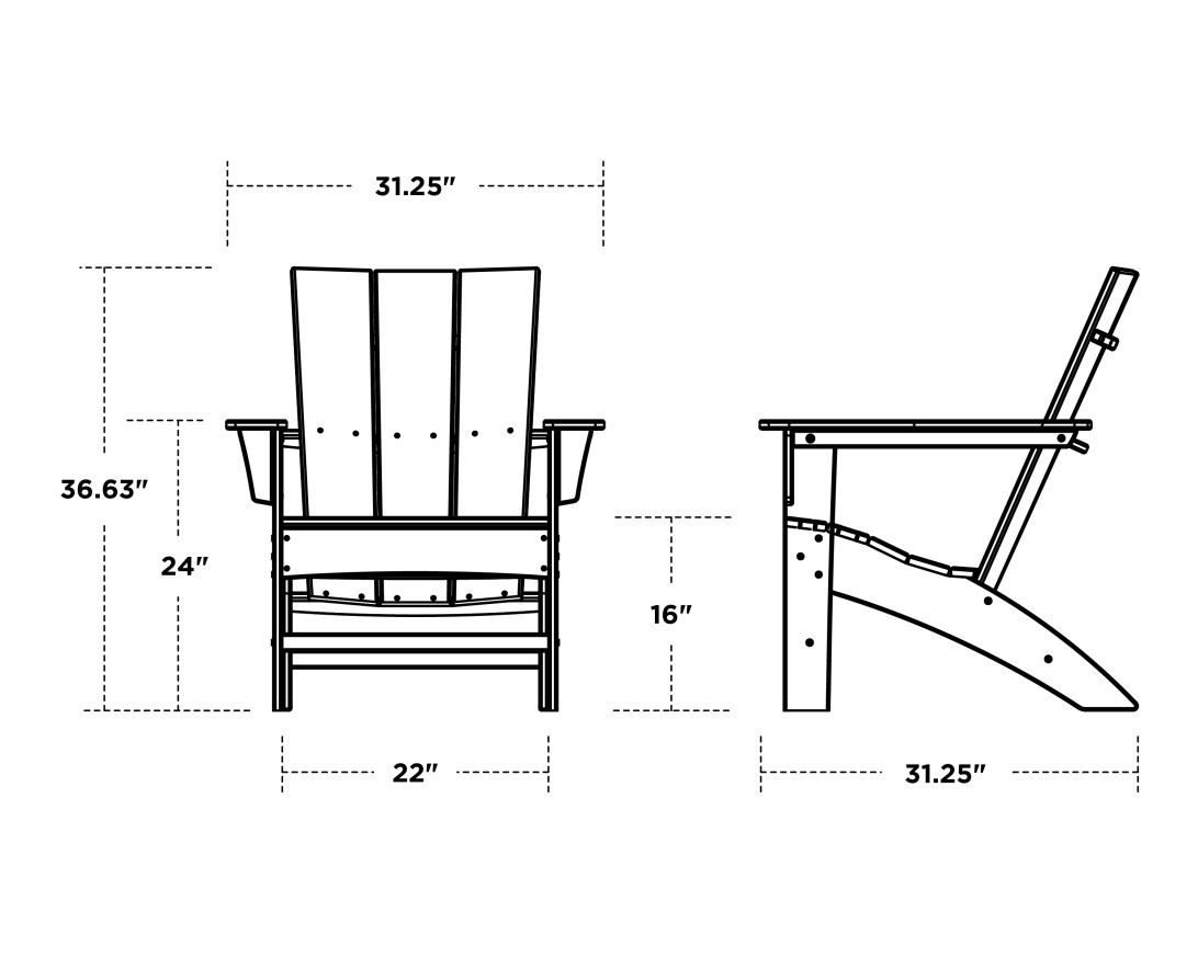 Dimensions for Westport Adirondack
