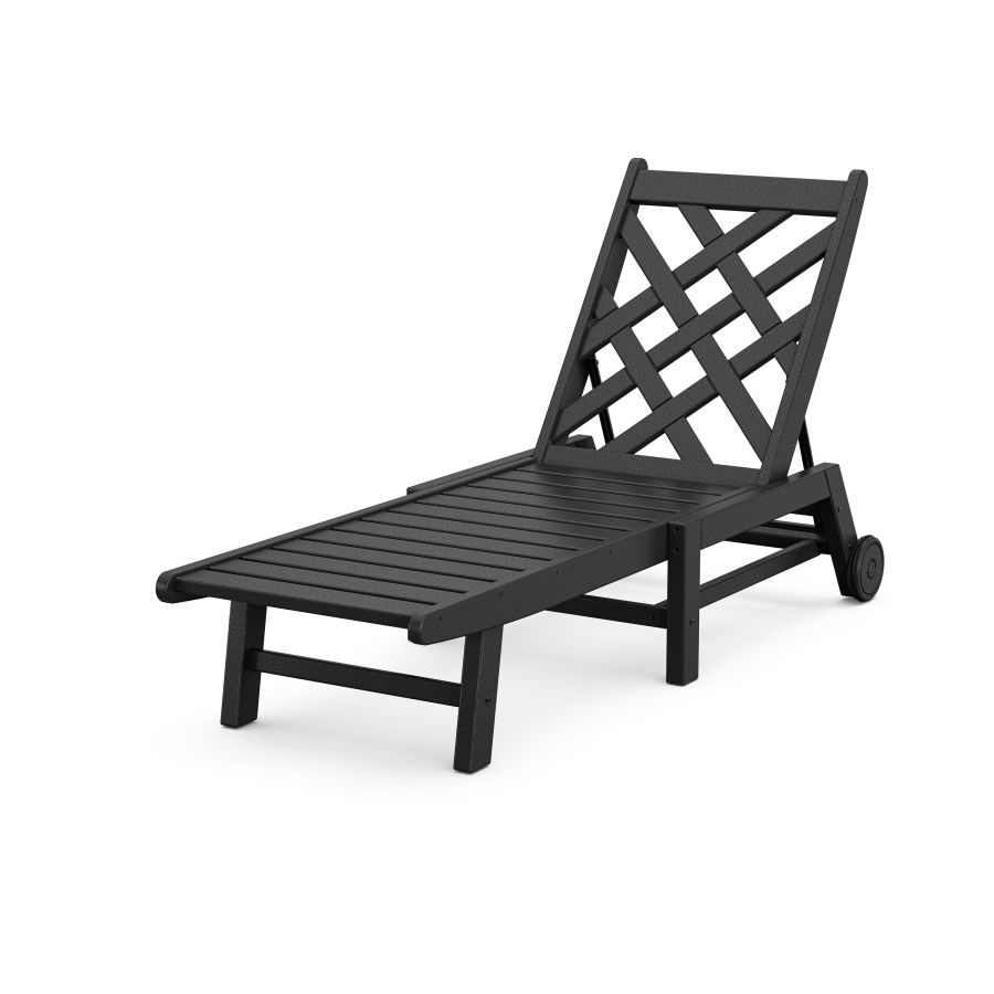 POLYWOOD Wovendale Chaise with Wheels in Black