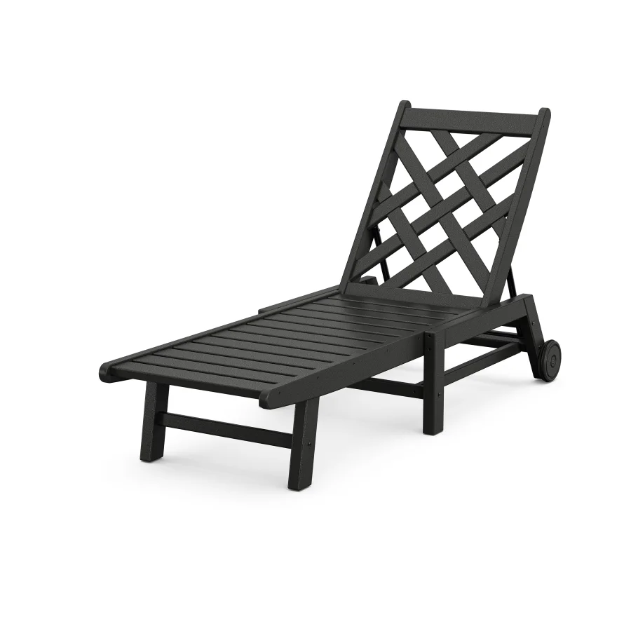 POLYWOOD Wovendale Chaise with Wheels in Black