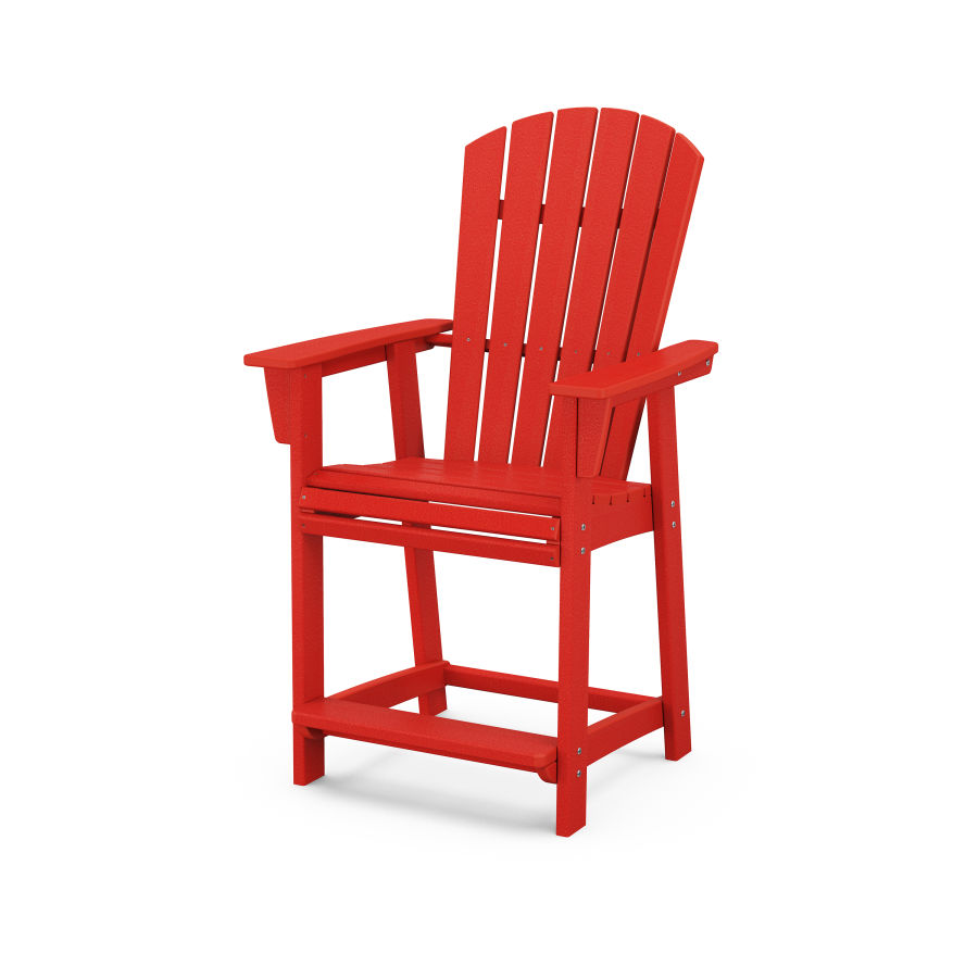 POLYWOOD Nautical Adirondack Counter Chair in Sunset Red