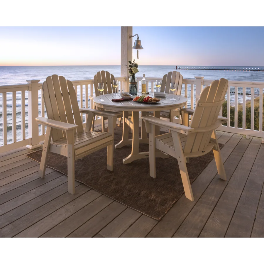 Vineyard Curveback Adirondack 5-Piece Nautical Trestle Dining Set