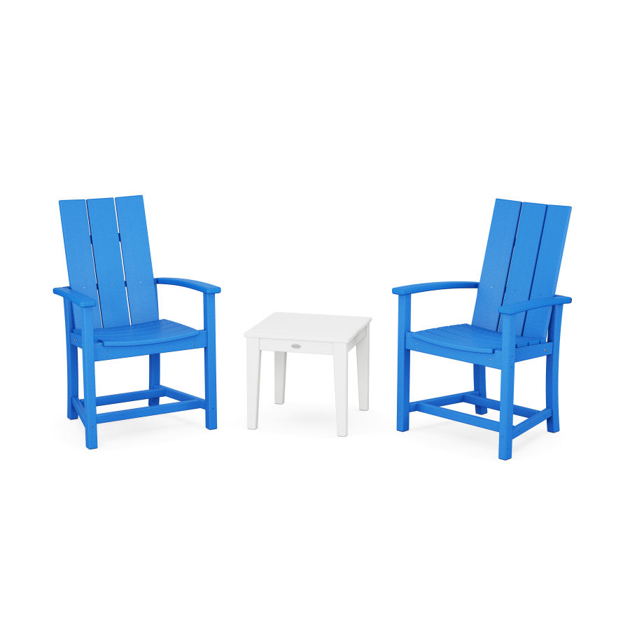 POLYWOOD Modern 3-Piece Upright Adirondack Chair Set in Pacific Blue