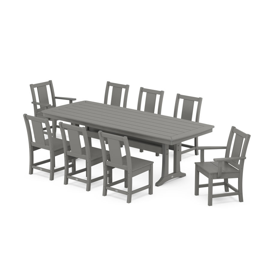 POLYWOOD Prairie 9-Piece Dining Set with Trestle Legs in Slate Grey
