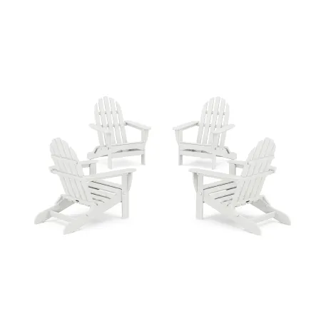 POLYWOOD Classics 4-Piece Folding Adirondack Conversation Set in White