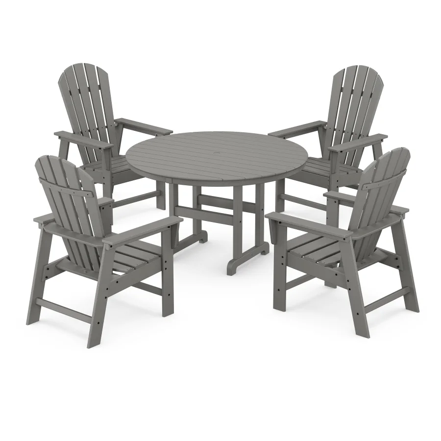 POLYWOOD South Beach 5-Piece Round Farmhouse Dining Set