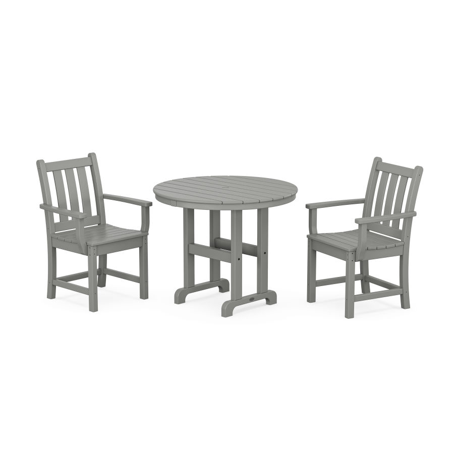 POLYWOOD Traditional Garden 3-Piece Round Dining Set in Slate Grey