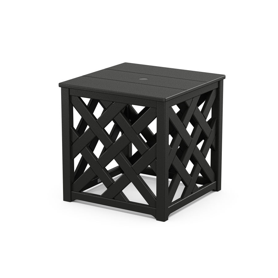 POLYWOOD Wovendale Accent Umbrella Table in Black