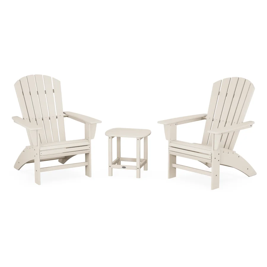 POLYWOOD Nautical 3-Piece Curveback Adirondack Set in Sand