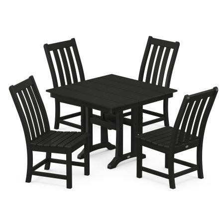 Vineyard 5-Piece Farmhouse Trestle Side Chair Dining Set in Black