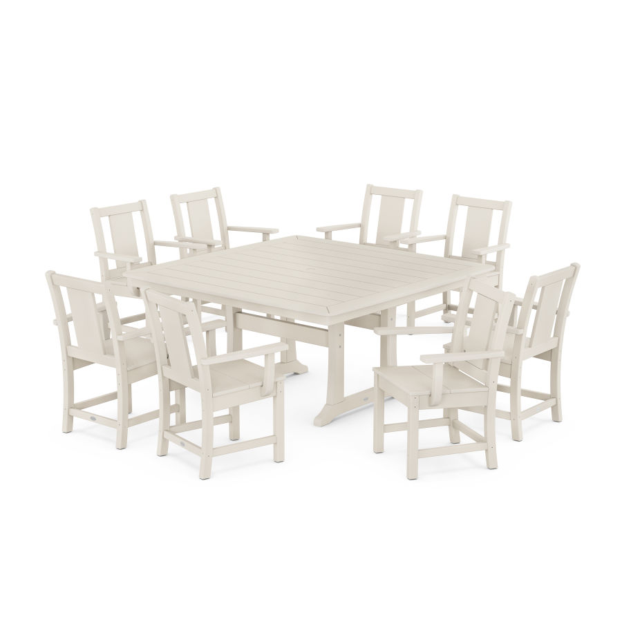 POLYWOOD Prairie 9-Piece Square Dining Set with Trestle Legs in Sand