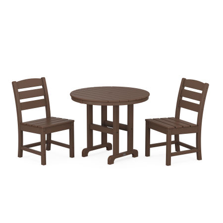 POLYWOOD Lakeside Side Chair 3-Piece Round Dining Set in Mahogany