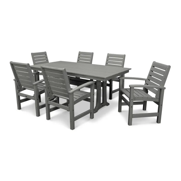 POLYWOOD Signature 7-Piece Farmhouse Dining Set with Trestle Legs