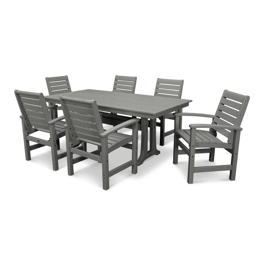 POLYWOOD Signature 7-Piece Farmhouse Dining Set with Trestle Legs