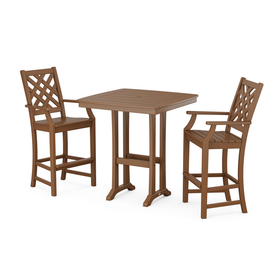 POLYWOOD Wovendale 3-Piece Bar Set in Teak