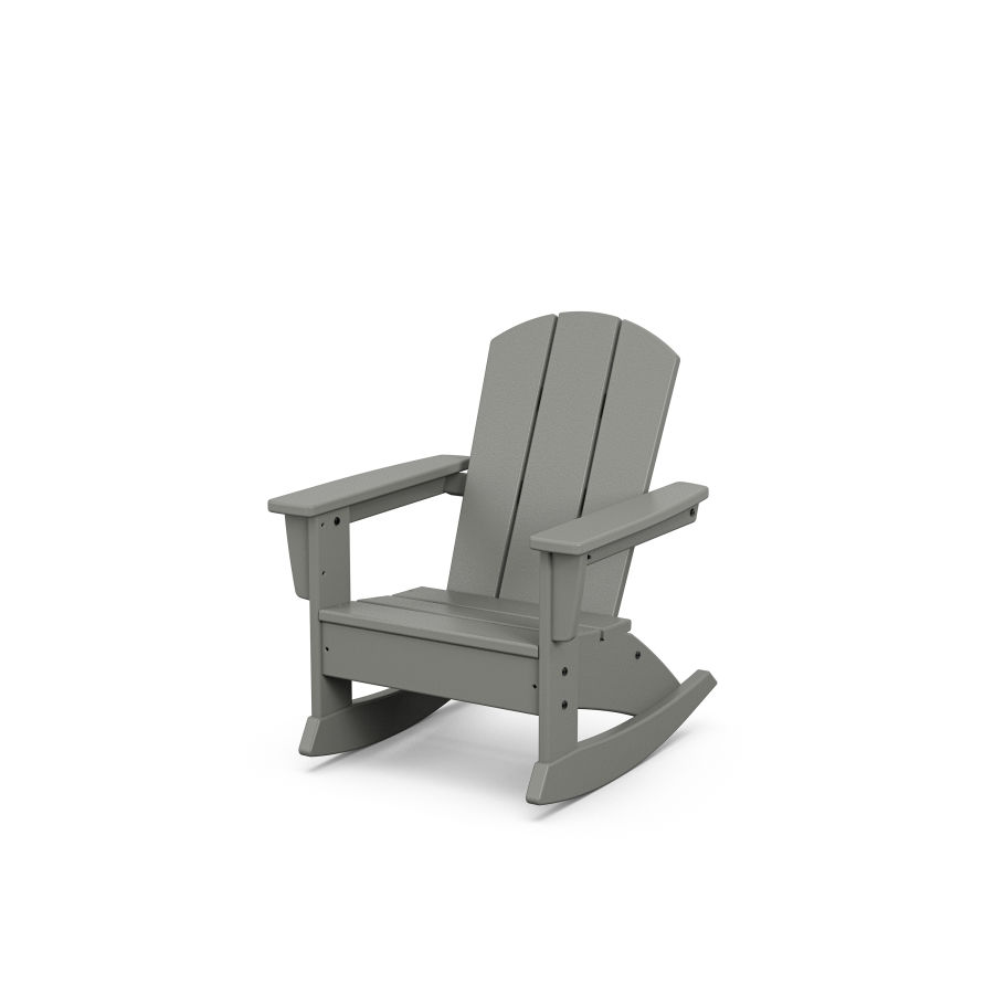 POLYWOOD Kids Nautical Adirondack Rocking Chair in Slate Grey