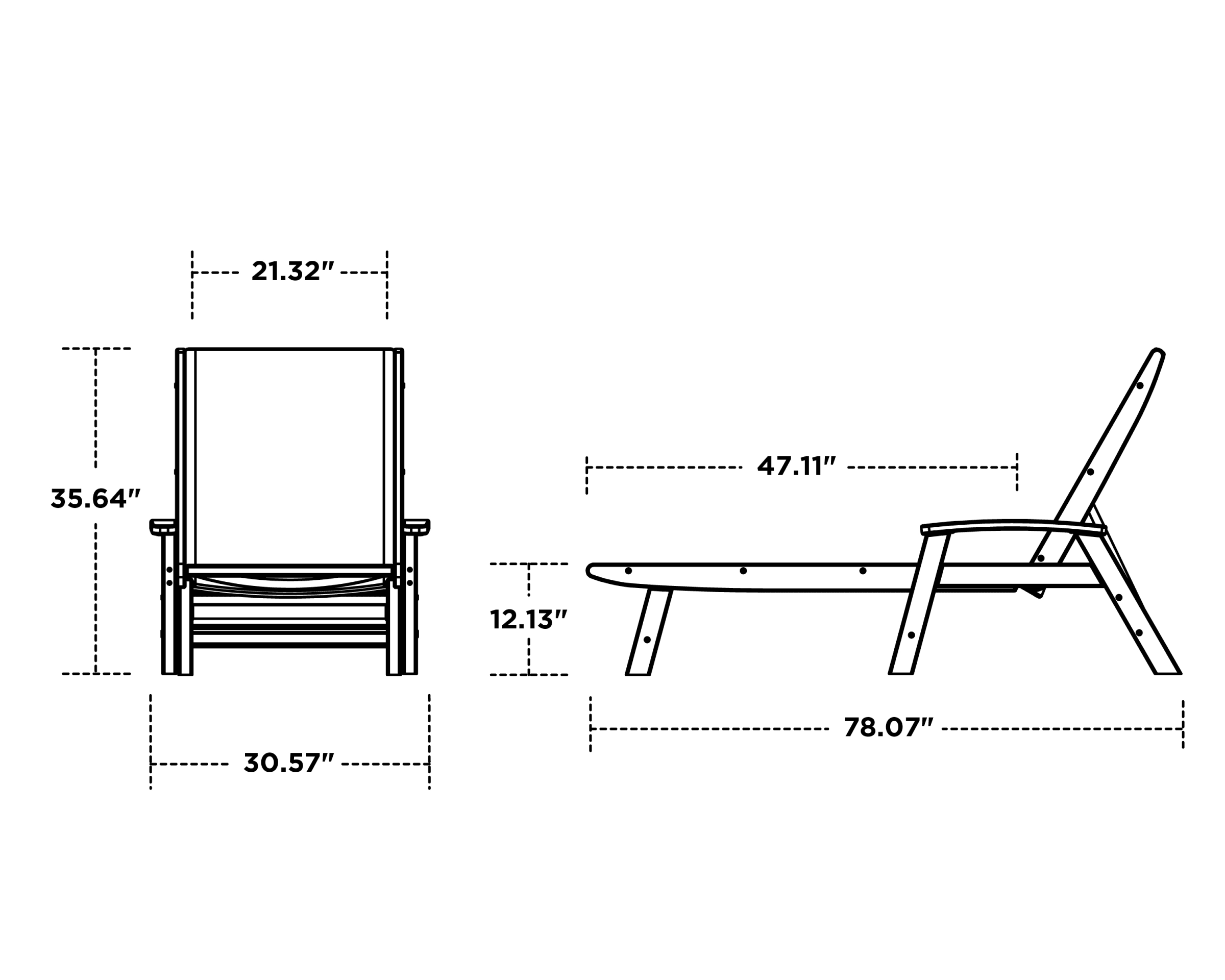 Dimensions for Coastal Woven Chaise with Arms