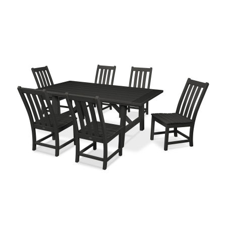 Vineyard 7-Piece Rustic Farmhouse Side Chair Dining Set in Black