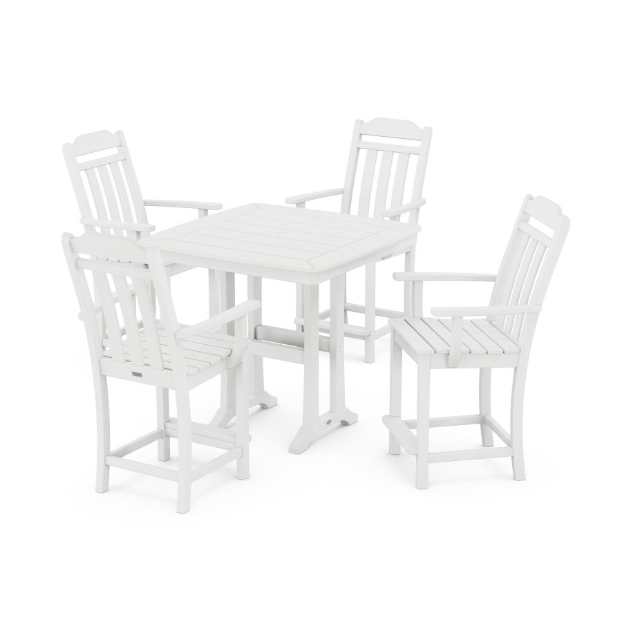 POLYWOOD Country Living 5-Piece Counter Set with Trestle Legs in White