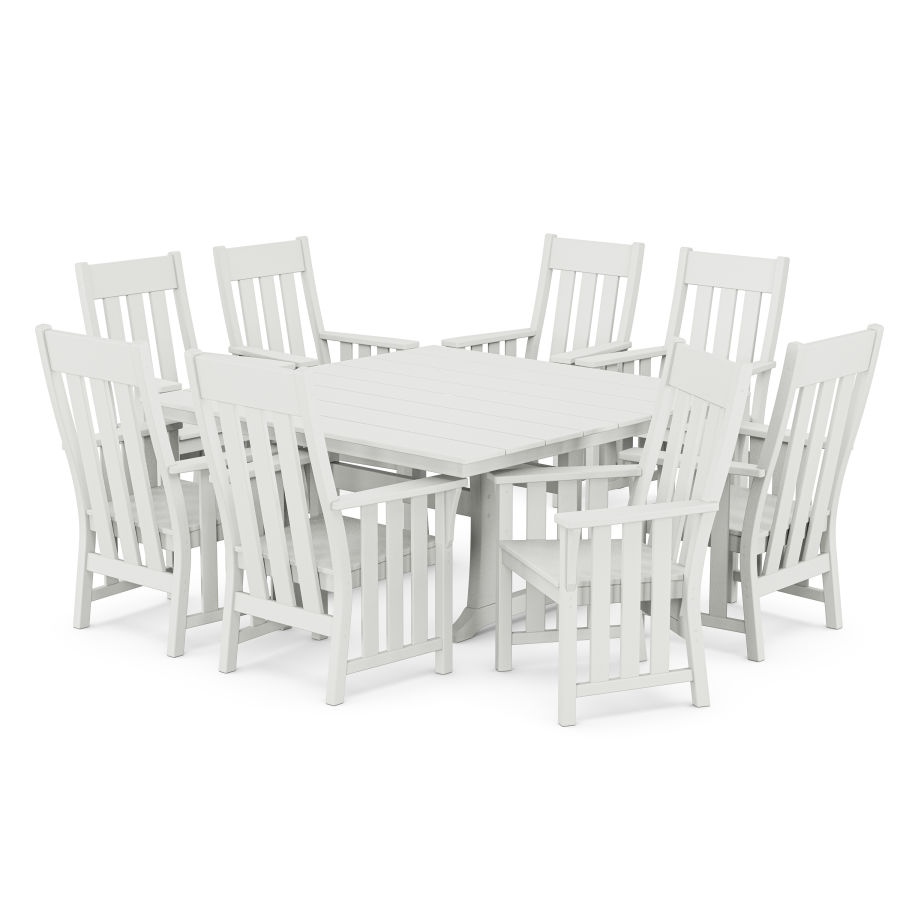 POLYWOOD Acadia 9-Piece Square Farmhouse Dining Set with Trestle Legs in White