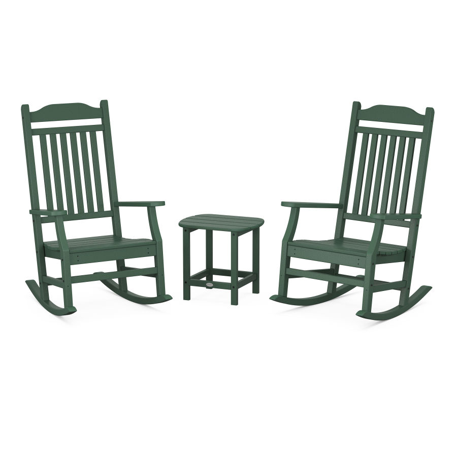 POLYWOOD Country Living Rocking Chair 3-Piece Set in Green