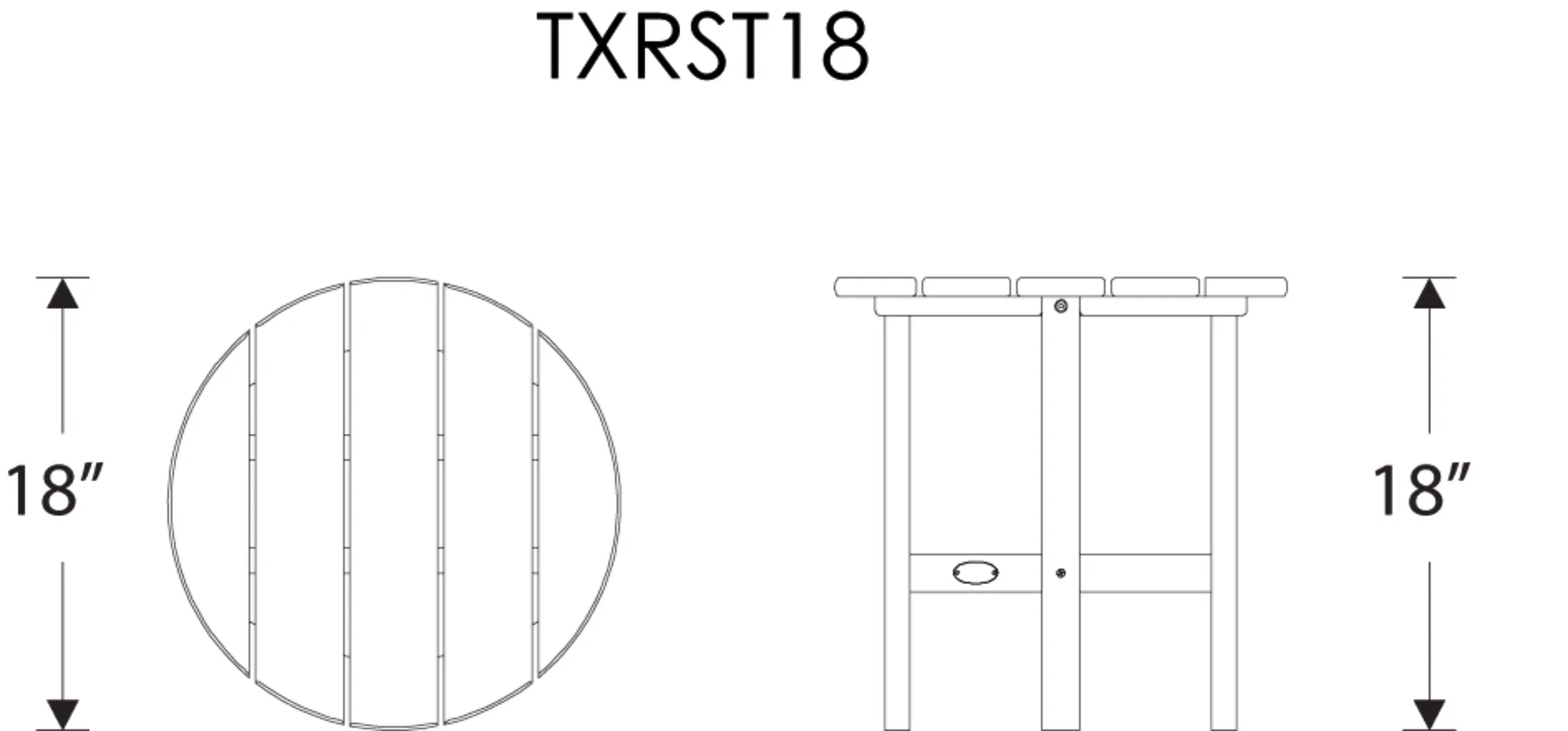 Dimensions for Cape Cod Round 18" Side Table