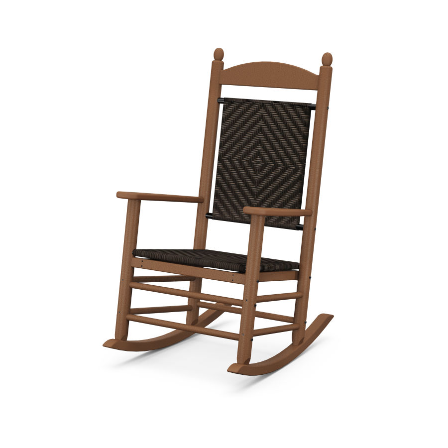 POLYWOOD Jefferson Woven Rocking Chair in Teak Frame / Cahaba