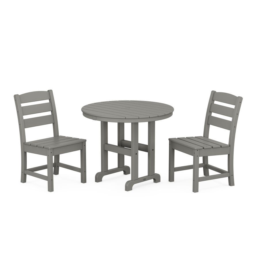 POLYWOOD Lakeside Side Chair 3-Piece Round Dining Set in Slate Grey