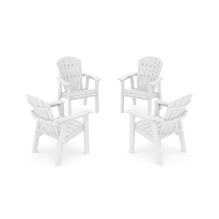 Seashell 4-Piece Upright Adirondack Conversation Set in White