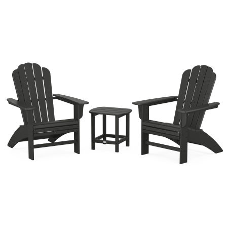 Country Living Curveback Adirondack Chair 3-Piece Set in Black