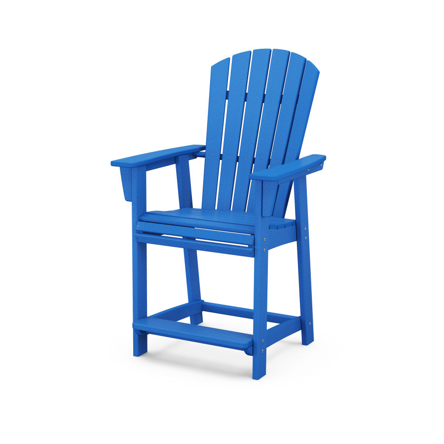 POLYWOOD Nautical Adirondack Counter Chair in Pacific Blue