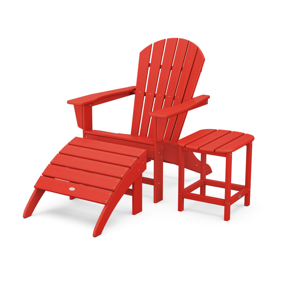POLYWOOD South Beach Adirondack 3-Piece Set in Sunset Red