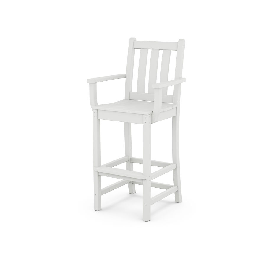 POLYWOOD Traditional Garden Bar Arm Chair in White