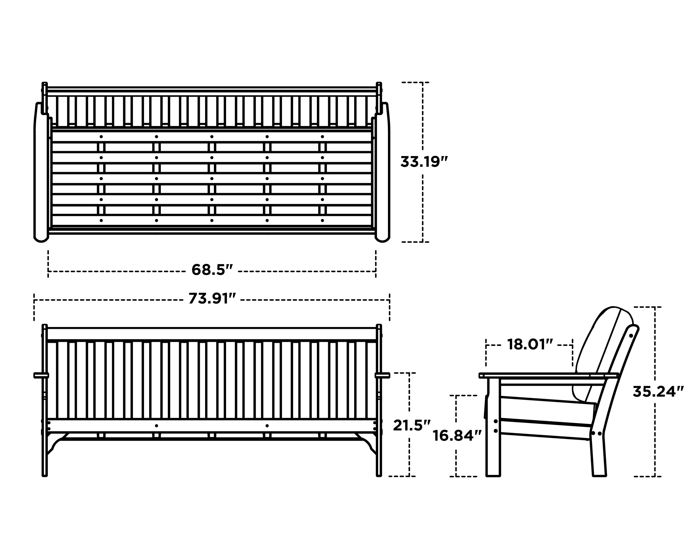 Dimensions for Vineyard Deep Seating Sofa