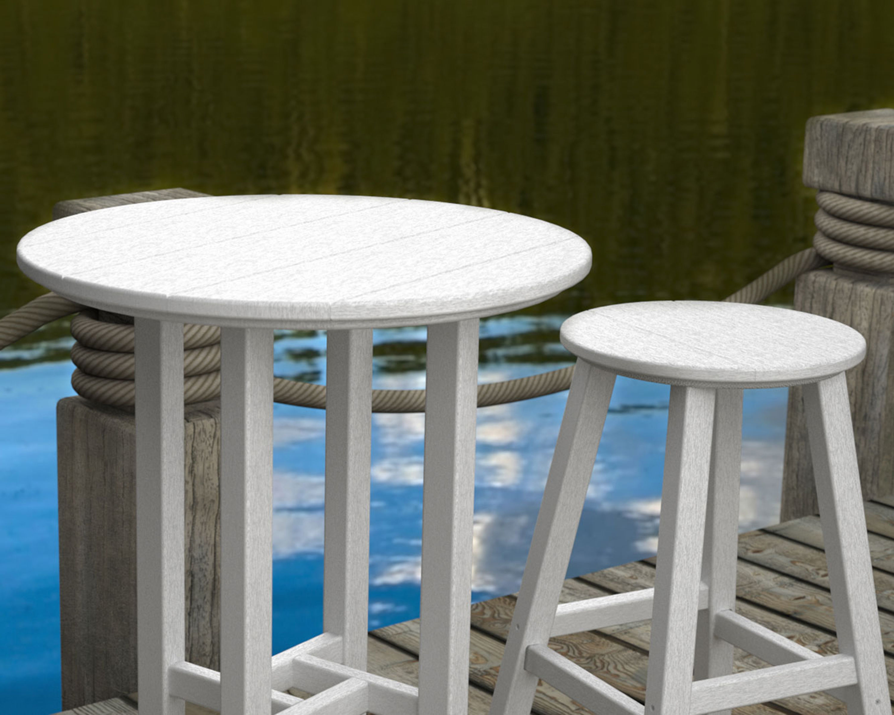 Highwood Rectangular Plastic Outdoor 42 In. X 84 In. Counter Height Dining Table In Coastal Teak AD-CTB48-CGE - The Home Depot