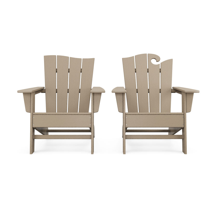 POLYWOOD Wave 2-Piece Adirondack Set with The Wave Chair Left in Vintage Sahara