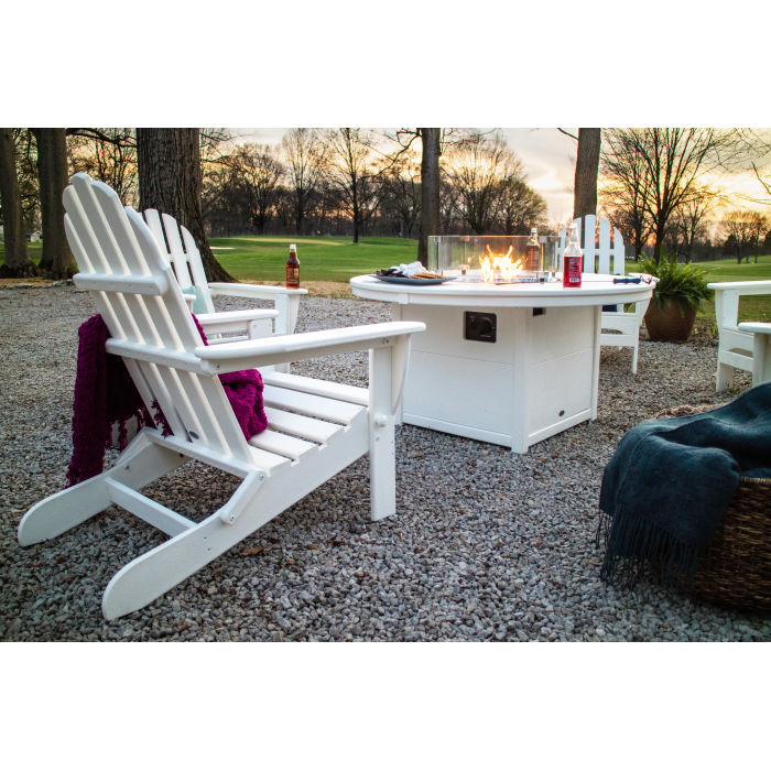 POLYWOOD Classic Folding Adirondack 6-Piece Conversation Set with Fire Pit Table